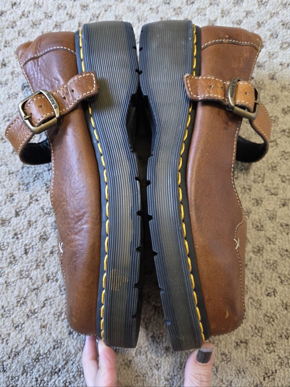 Vintage Dr. Martens Mary Jane Shoes with Yellow Stitching - Picture 3 of 9